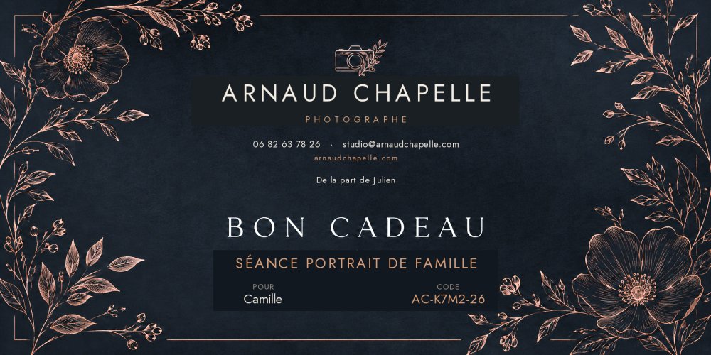 Bon cadeau Arnaud Chapelle Photographe — exemple personnalisé