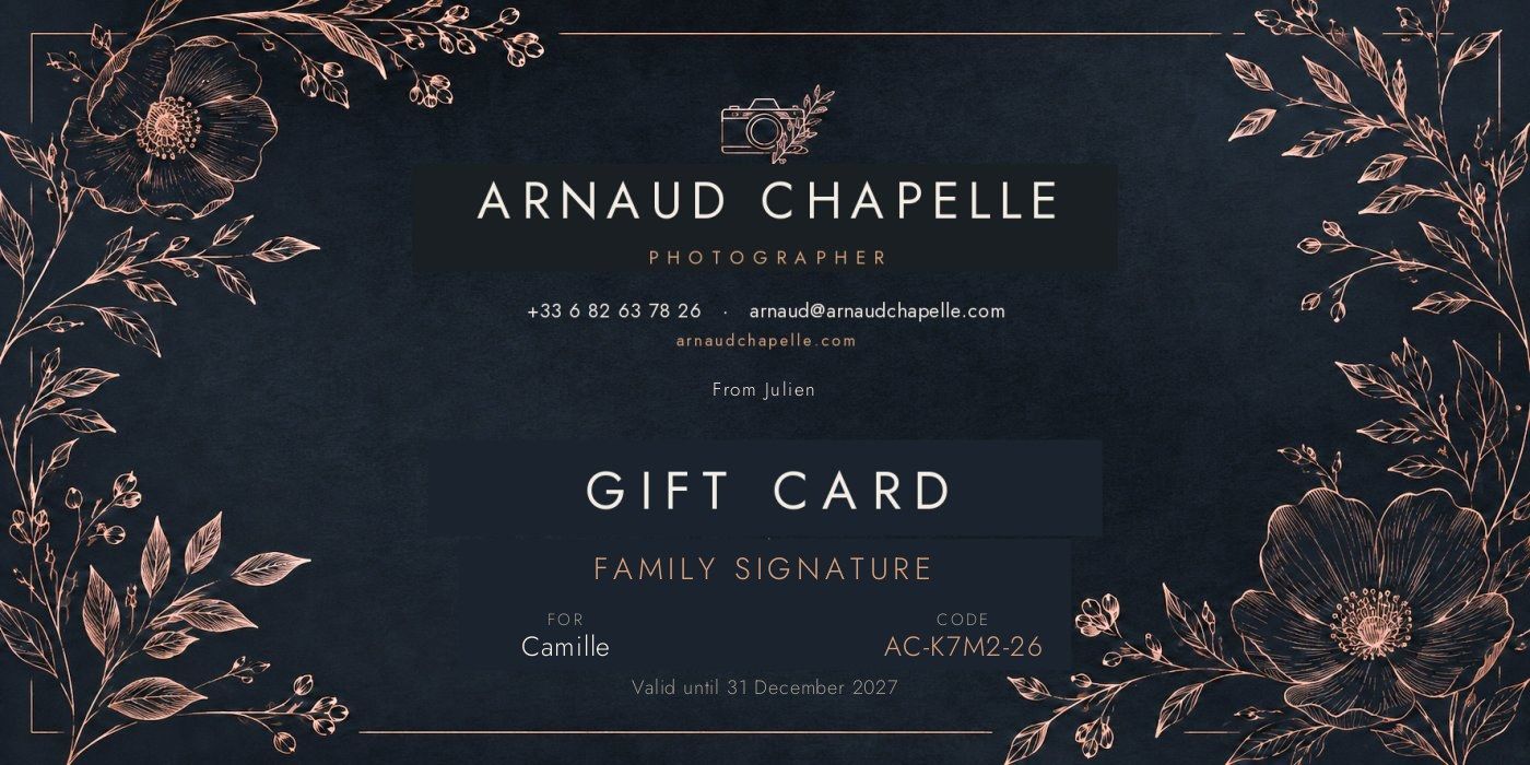 Gift card by Arnaud Chapelle Photographer — personalised example